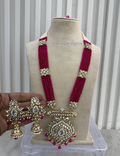 Rani Pink Kundan Rani Haar Indian Jewelry Set