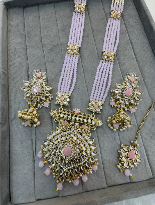 Pink Kundan Rani Haar Indian Jewelry Set