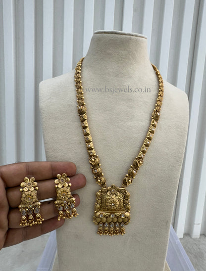 Gold Polki Long Rani Haar Necklace Jewellery Set