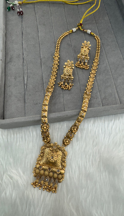 Gold Polki Long Rani Haar Necklace Jewellery Set