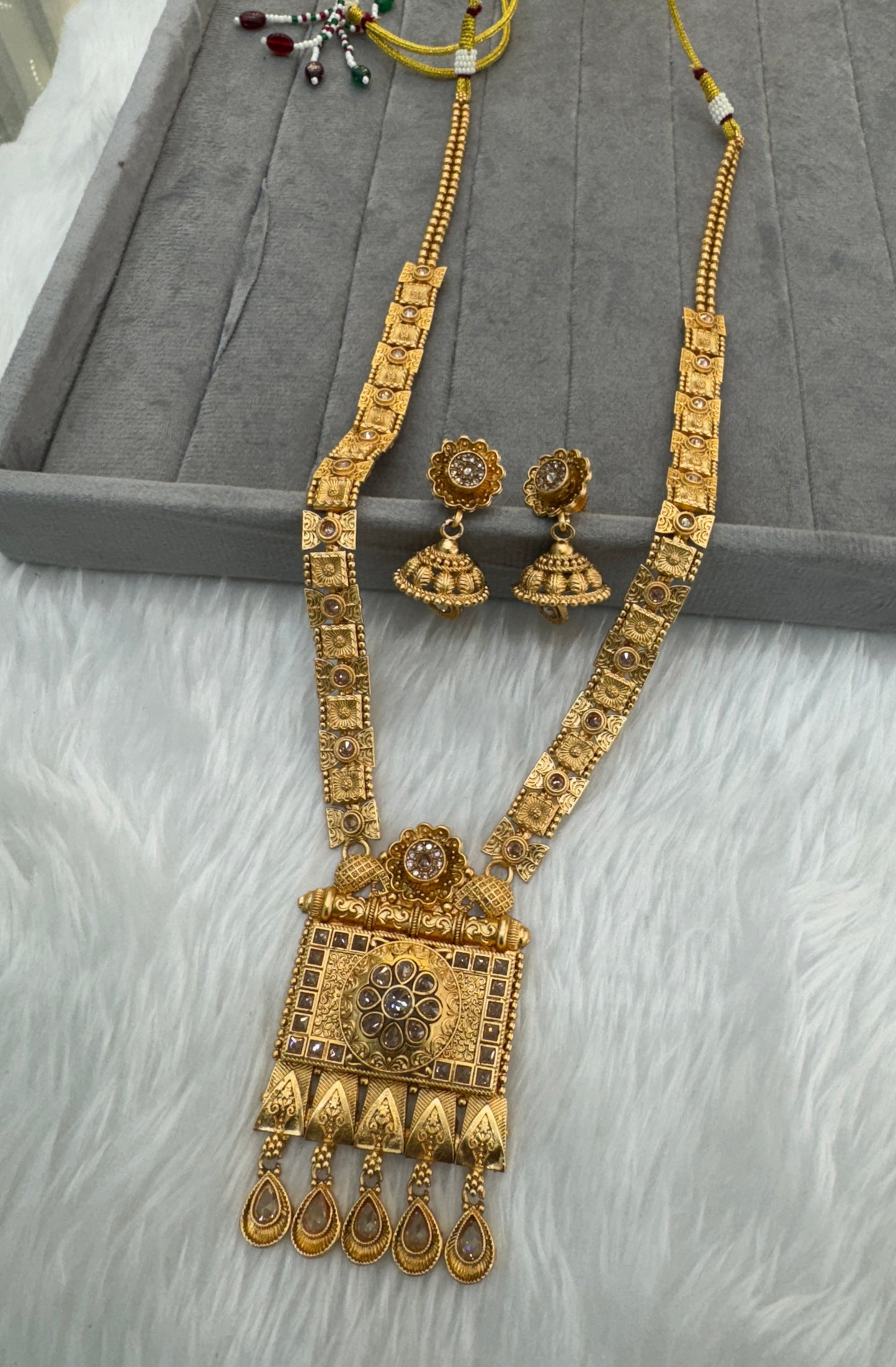 Gold Polki Long Rani Haar Necklace Jewellery Set
