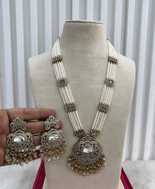 Rani Haar Antique Gold Champagne Stone Jewelry Set