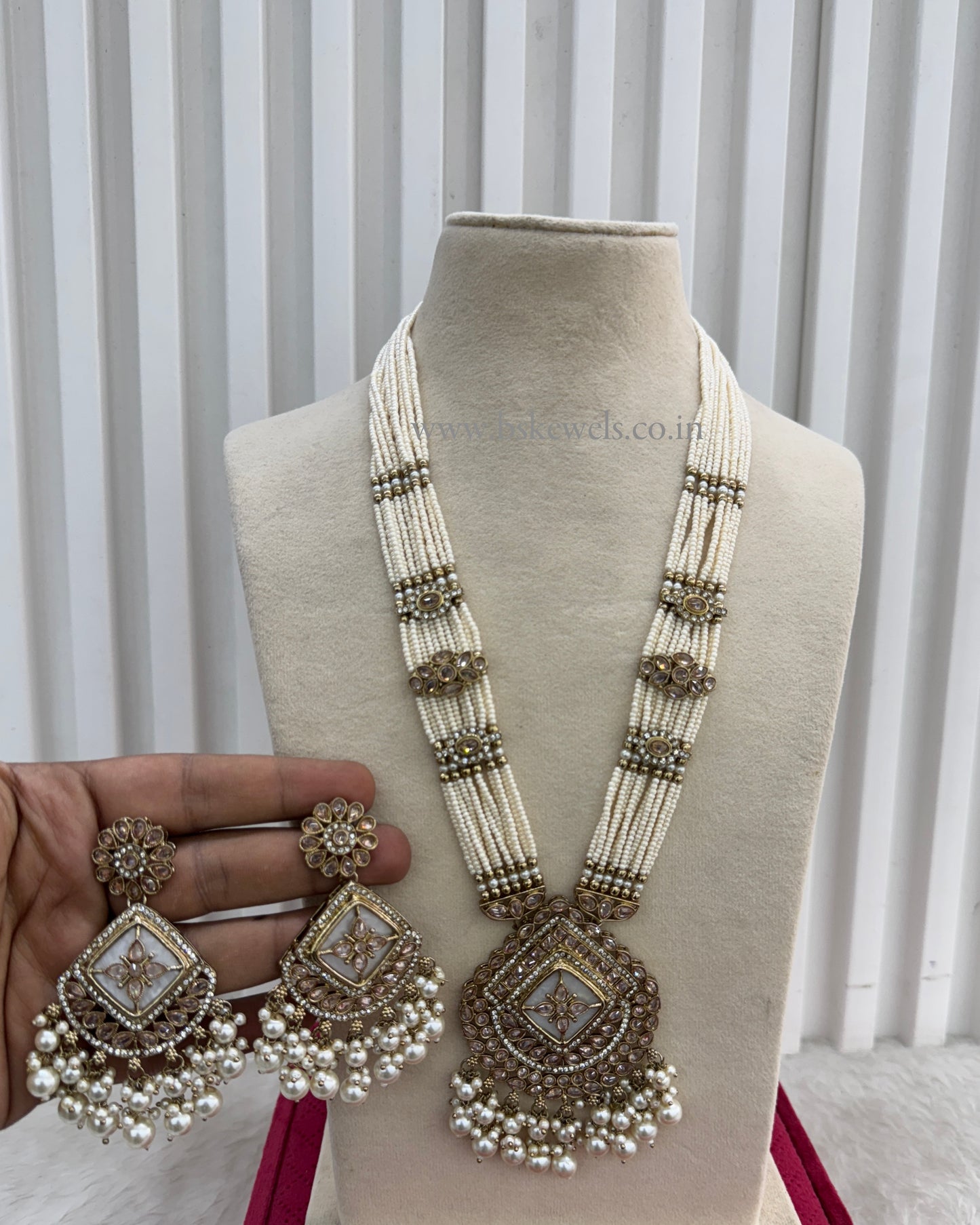 Rani Haar Antique Gold Champagne Stone Jewelry Set