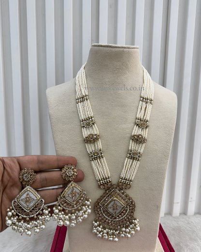 Rani Haar Antique Gold Champagne Stone Jewelry Set