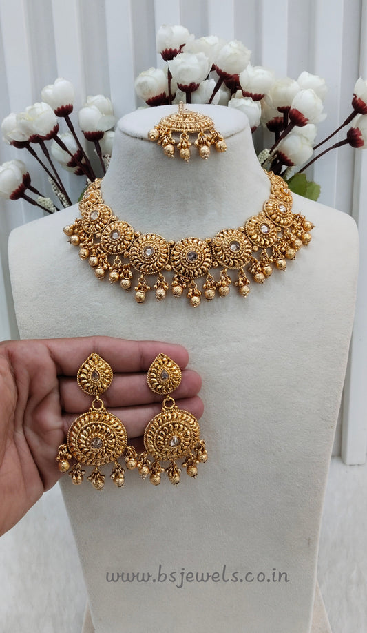 Gold Polki Necklace Jewellery Kuwar Set