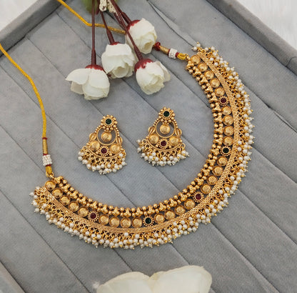 Ruby Green Gold Polki Necklace Jewellery Kuwar Set