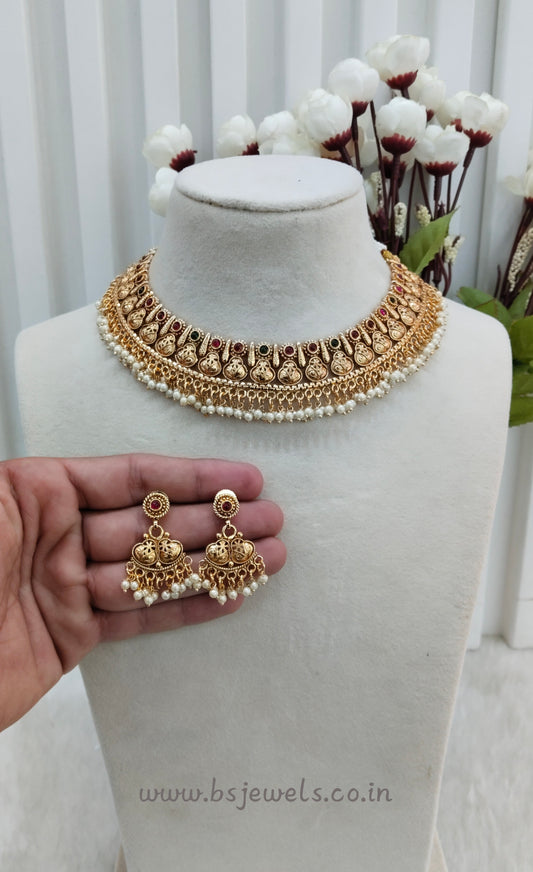 Ruby Green Gold Polki Necklace Jewellery Kuwar Set