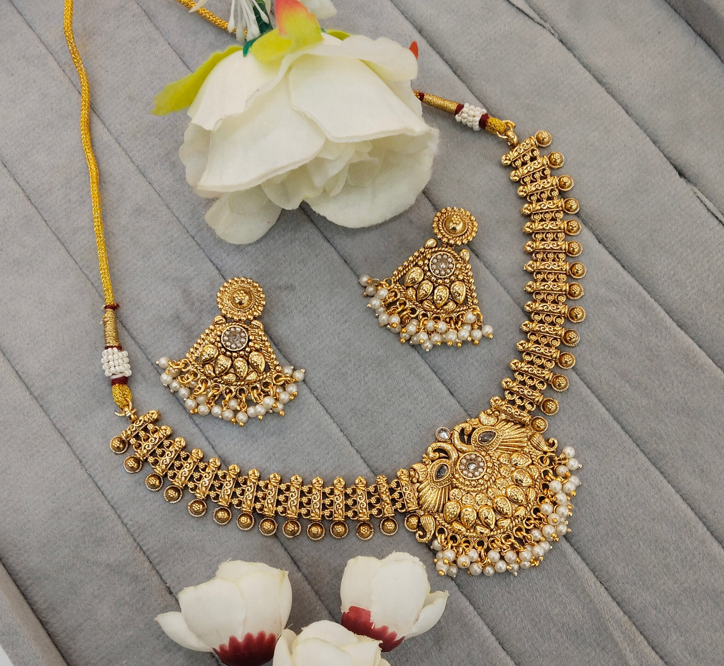 Gold Polki Necklace Jewellery Kuwar Set