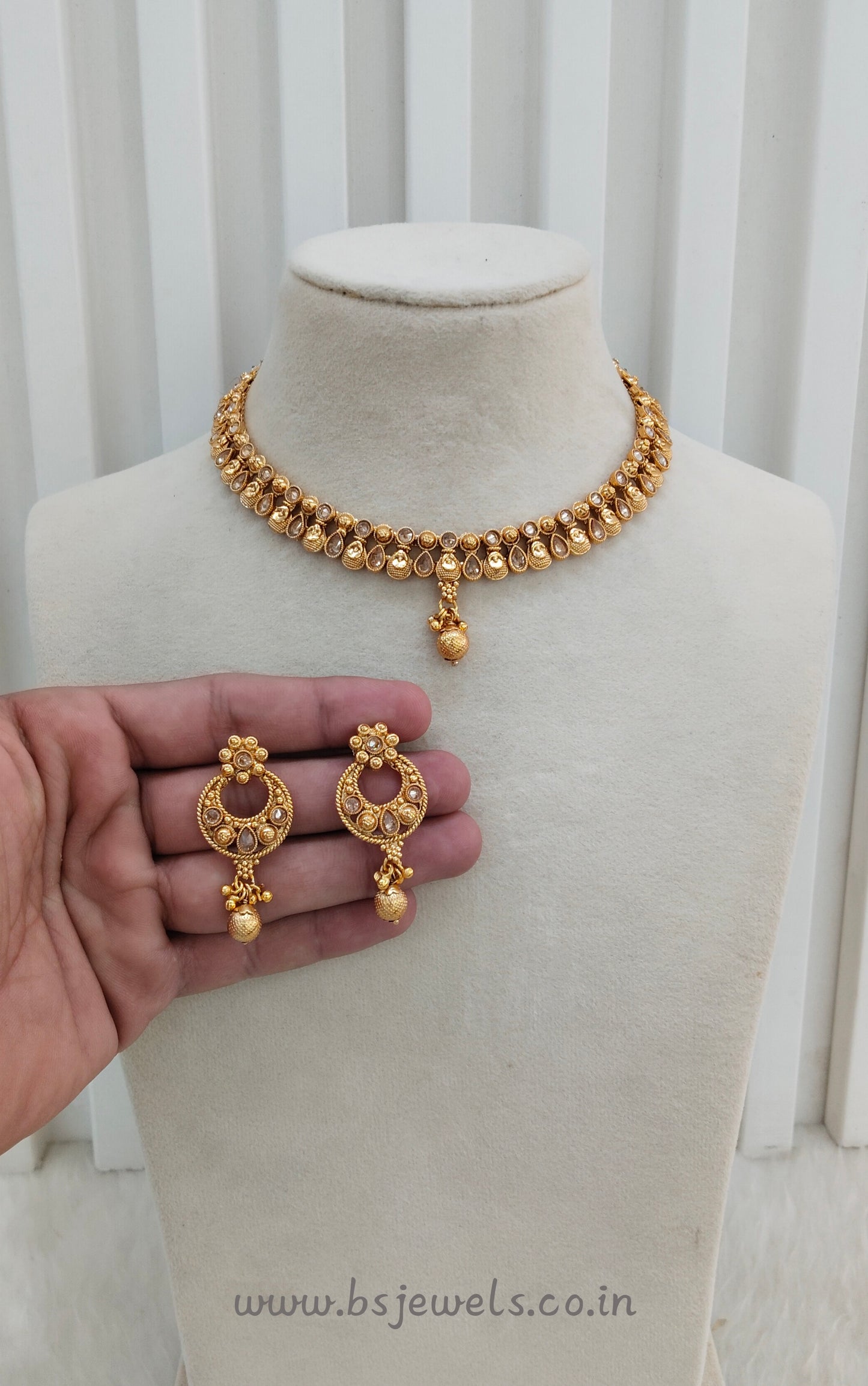 Gold Polki Necklace Jewellery Pawan Set