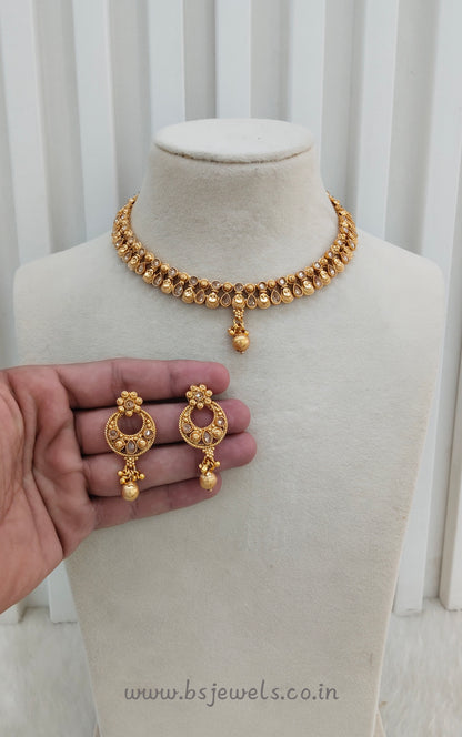 Gold Polki Necklace Jewellery Pawan Set