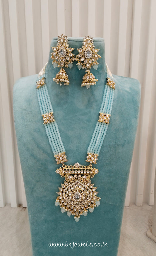 Sea Green Kundan Rani Haar Indian Jewelry Set