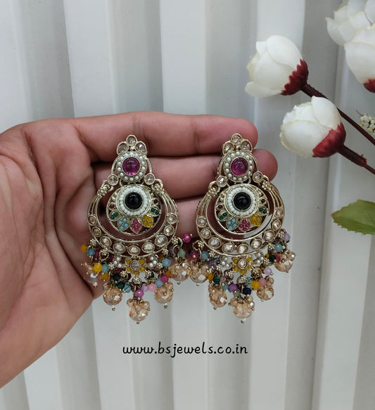 Multi Color Kundan Chandbali Bollywood Dvinder Earrings