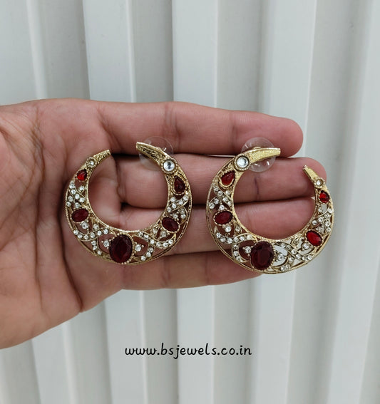 Maroon Kundan Chandbali Bollywood Sukh Earrings