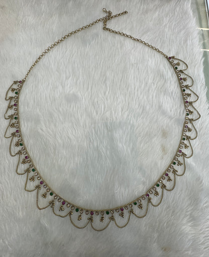 Antique Gold ruby Green Belly chain kamarbelt saree chain