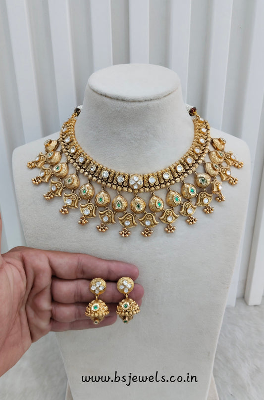 Green Gold Polki Necklace Jewellery Mulajam Set