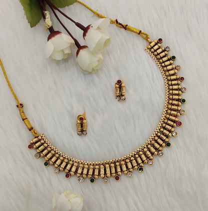 Ruby Green Gold Polki Necklace Jewellery Mulajam Set