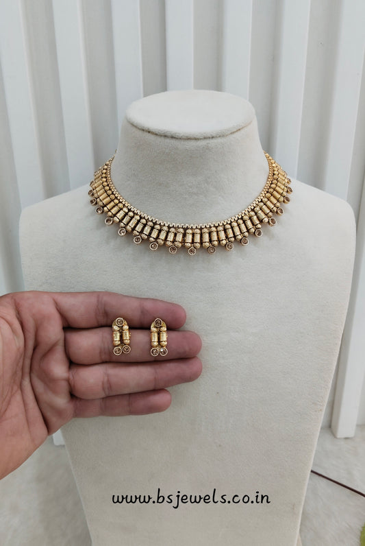 Gold Polki Necklace Jewellery Mulajam Set