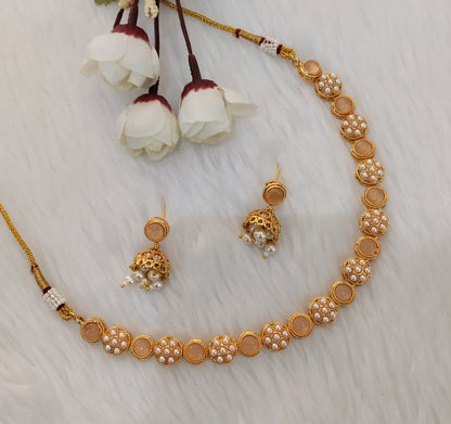Pink Gold Polki Necklace Jewellery Kataria Set