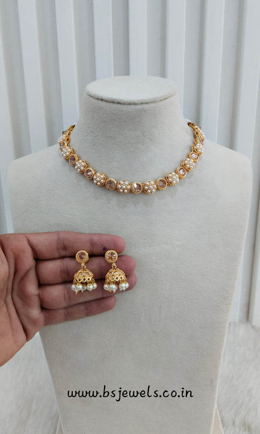 Gold Polki Necklace Jewellery Kataria Set