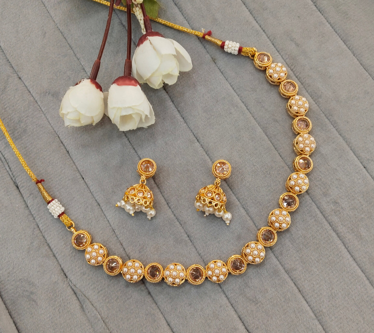 Gold Polki Necklace Jewellery Kataria Set