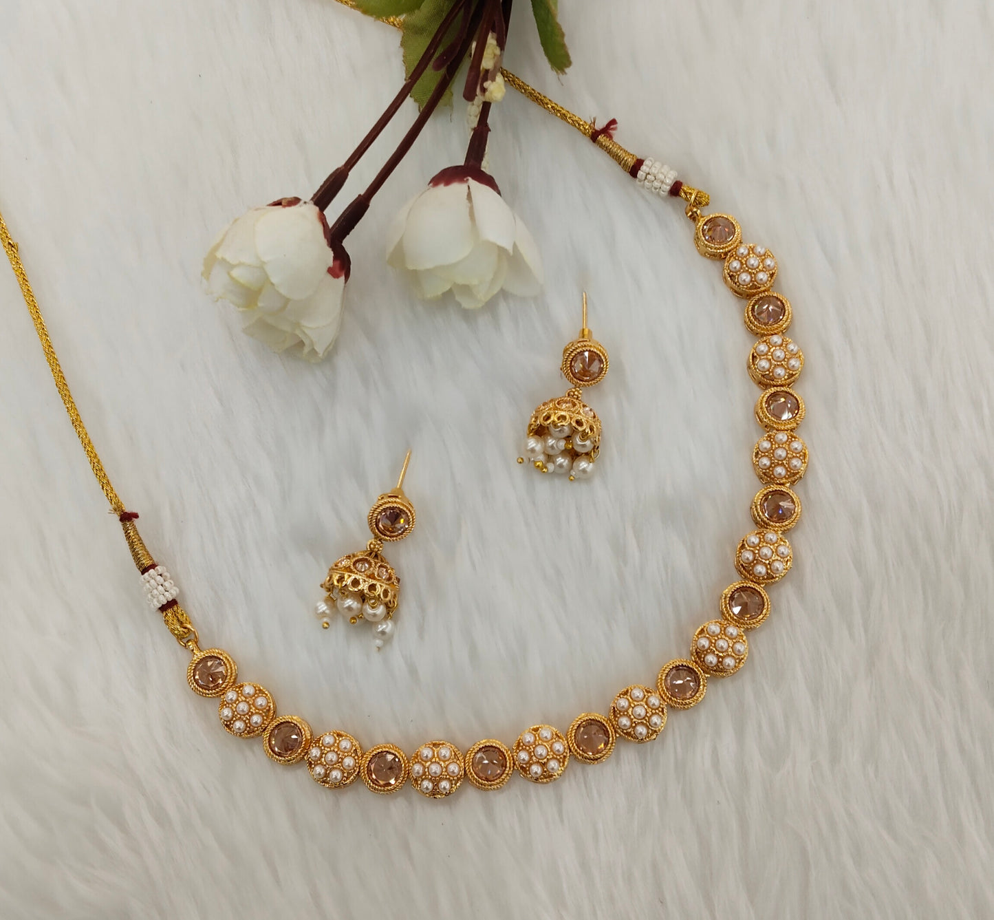 Gold Polki Necklace Jewellery Kataria Set