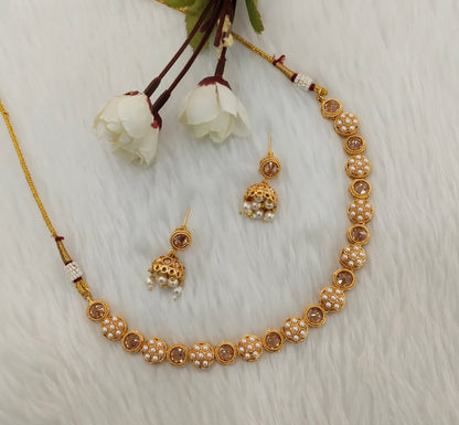 Gold Polki Necklace Jewellery Kataria Set