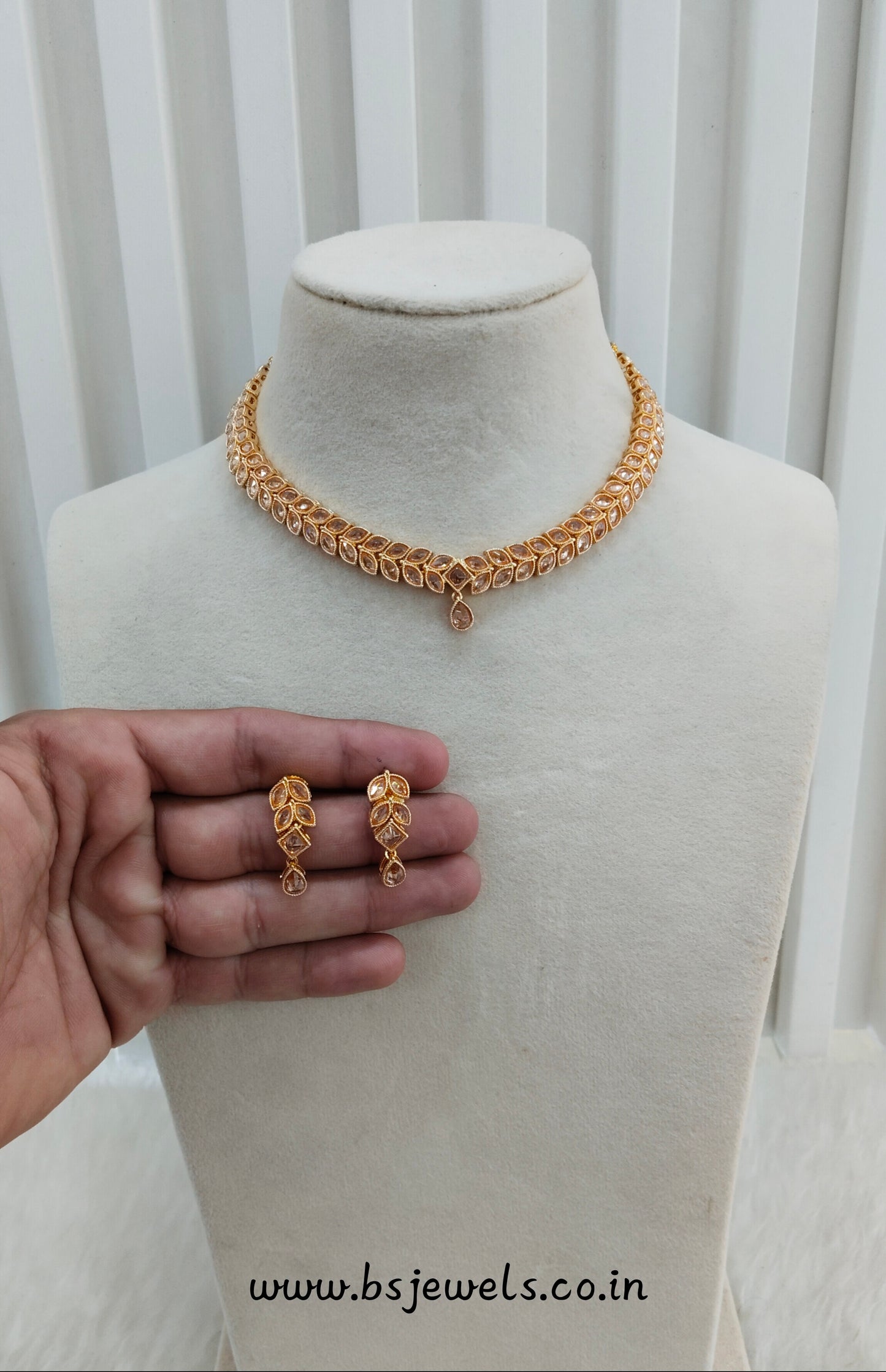 Gold Polki Necklace Jewellery Kataria Set
