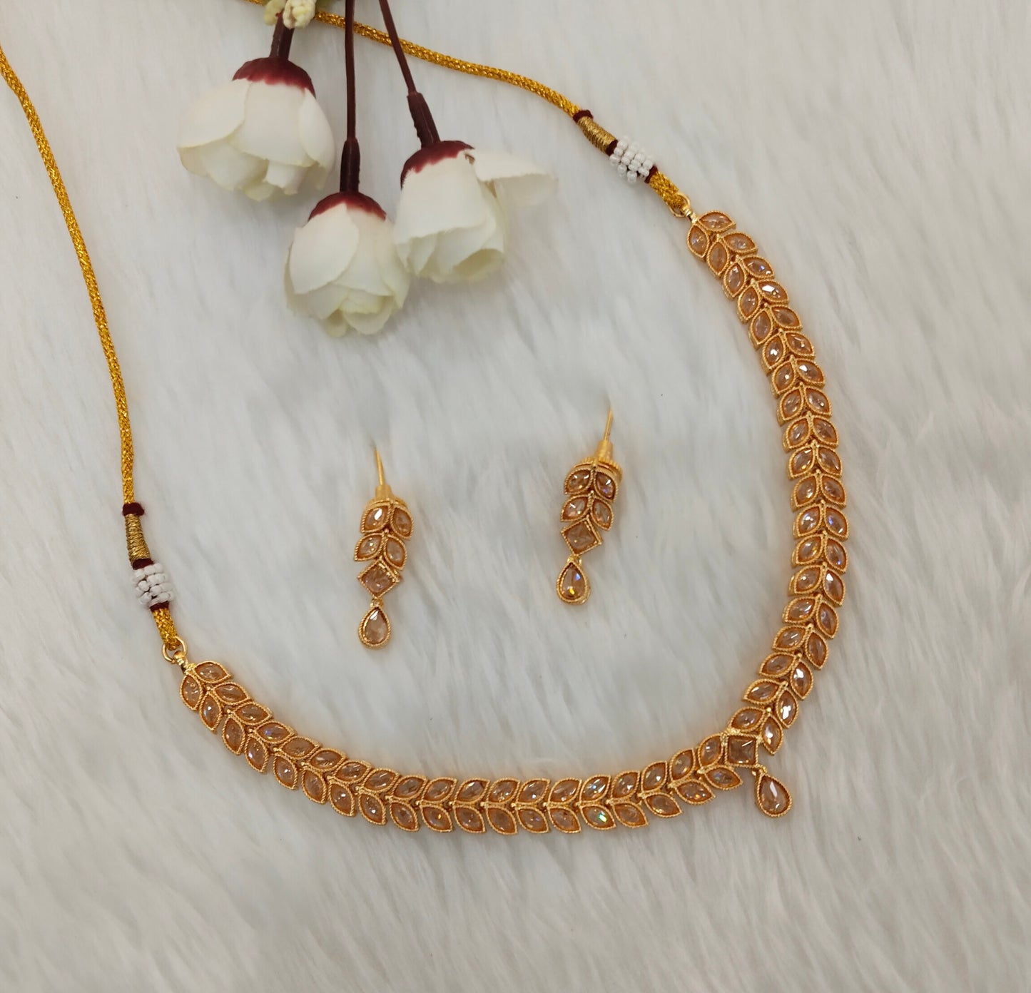 Gold Polki Necklace Jewellery Kataria Set