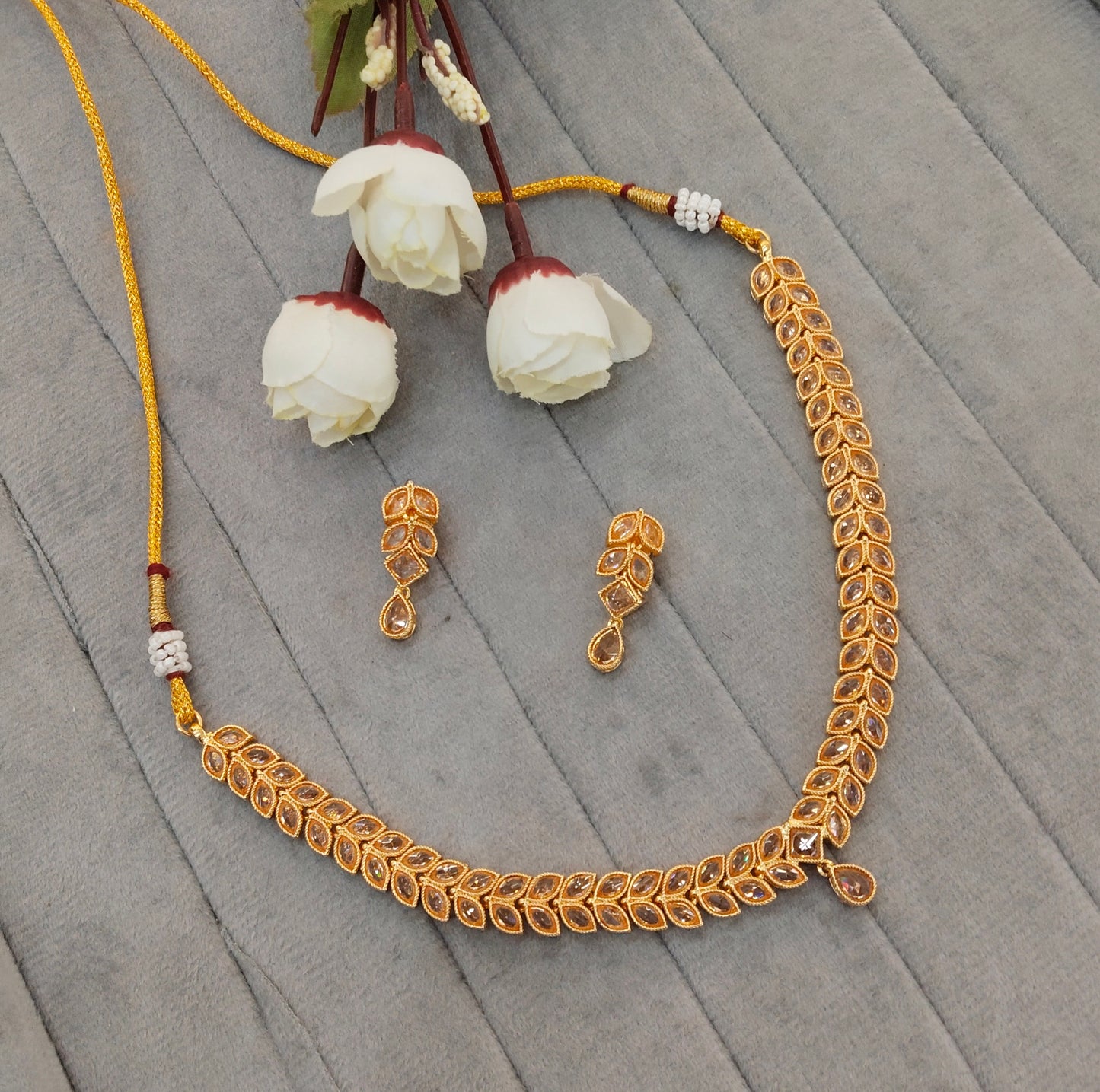 Gold Polki Necklace Jewellery Kataria Set