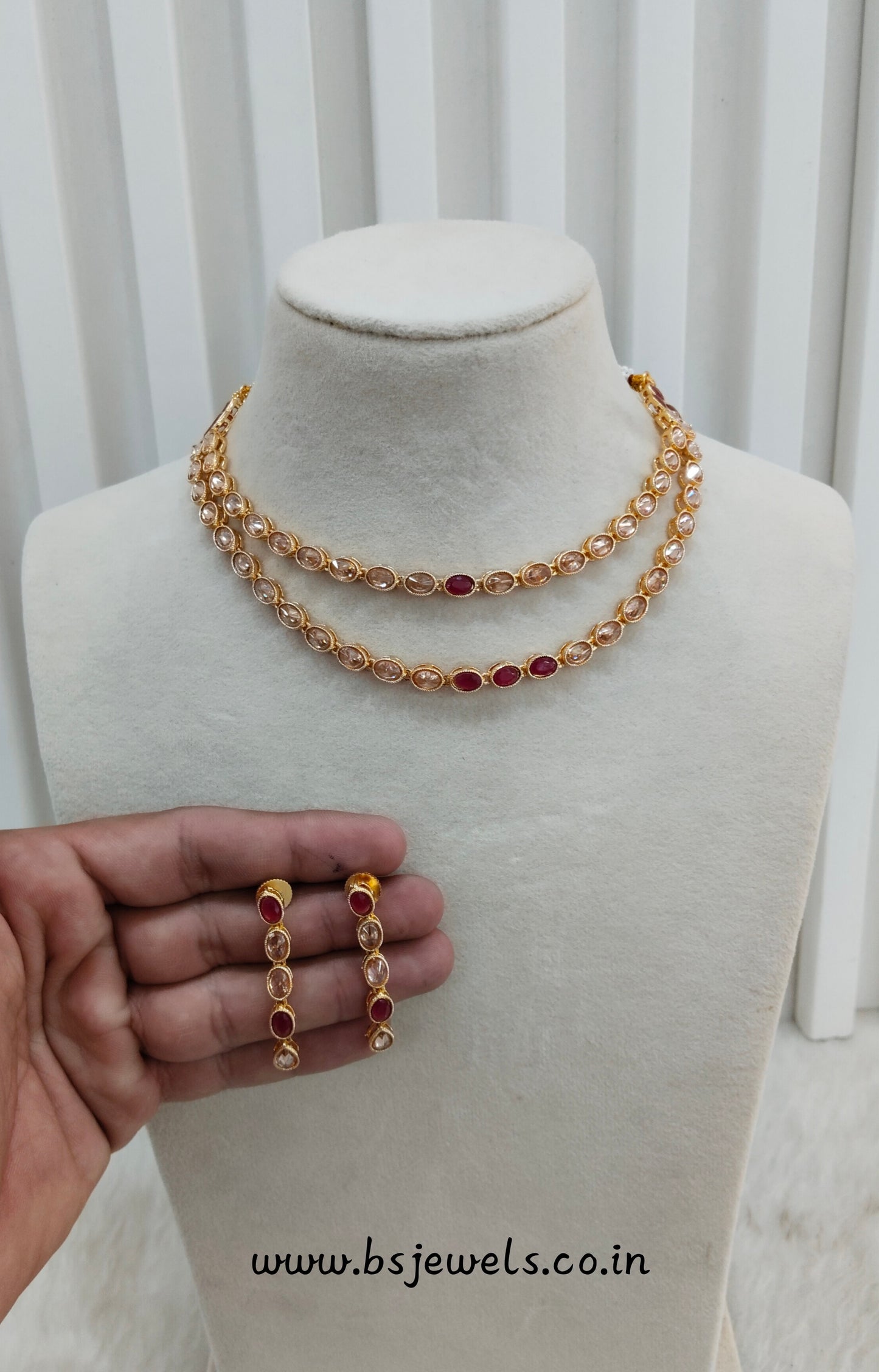 Ruby Gold Polki  Necklace Jewellery Kataria Set