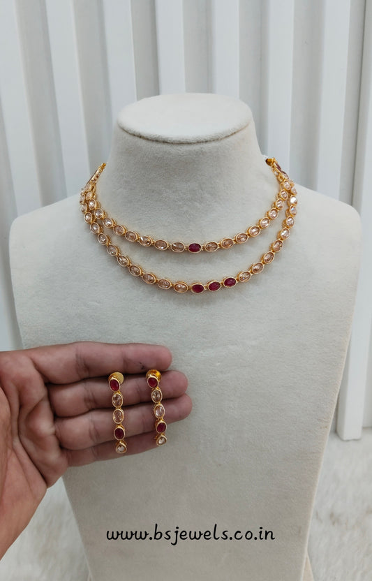 Ruby Gold Polki  Necklace Jewellery Kataria Set