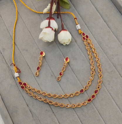 Ruby Gold Polki  Necklace Jewellery Kataria Set