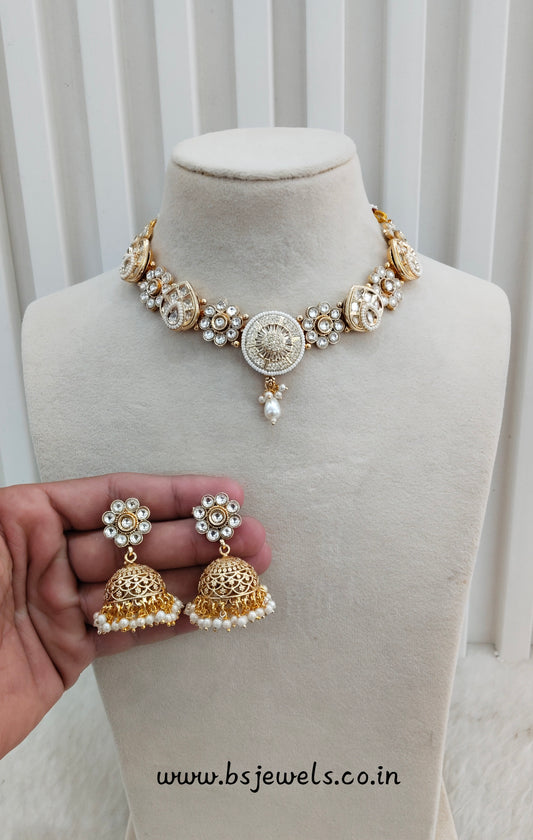 Gold Polki Necklace Jewellery Gurleen Set