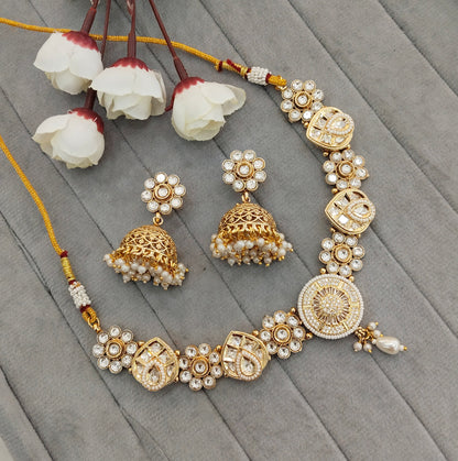 Gold Polki Necklace Jewellery Gurleen Set