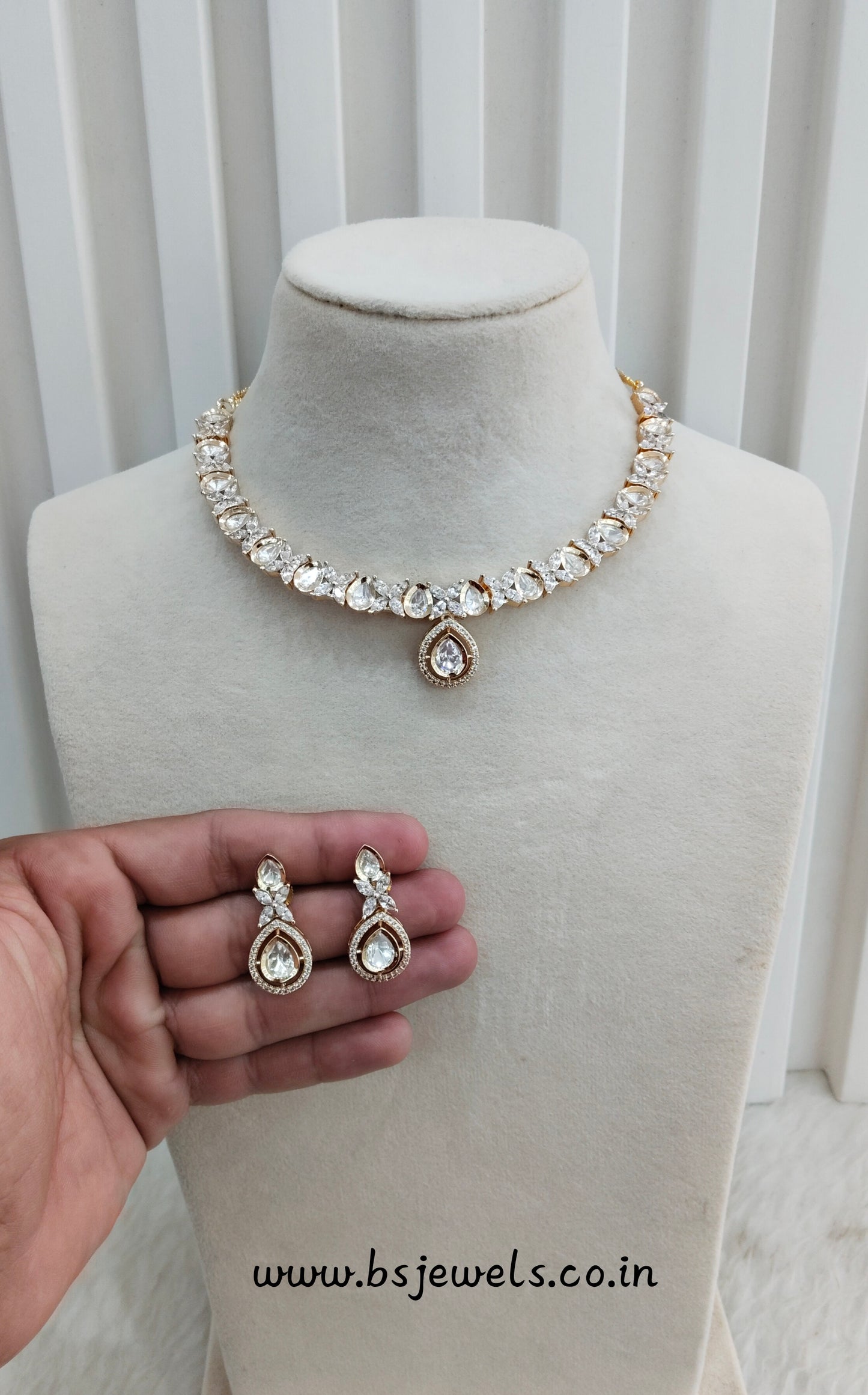 Gold Polki Necklace Jewellery Gurleen Set