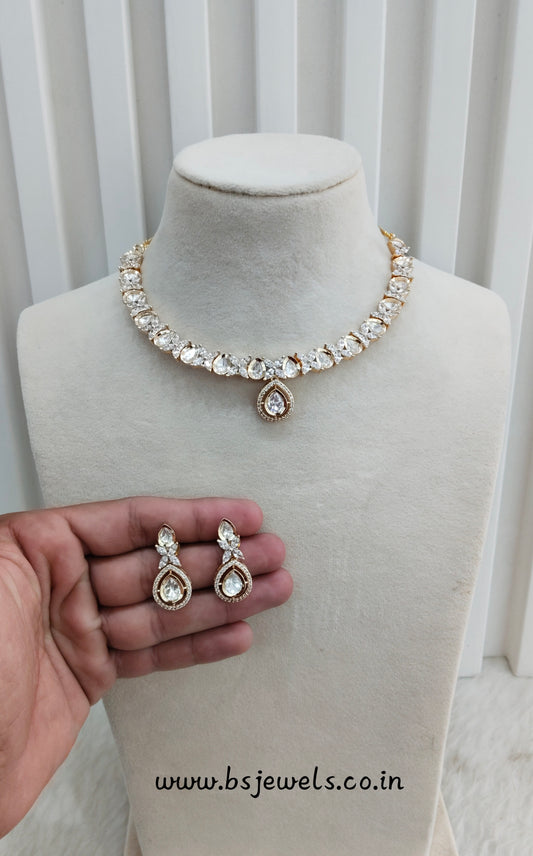 Gold Polki Necklace Jewellery Gurleen Set