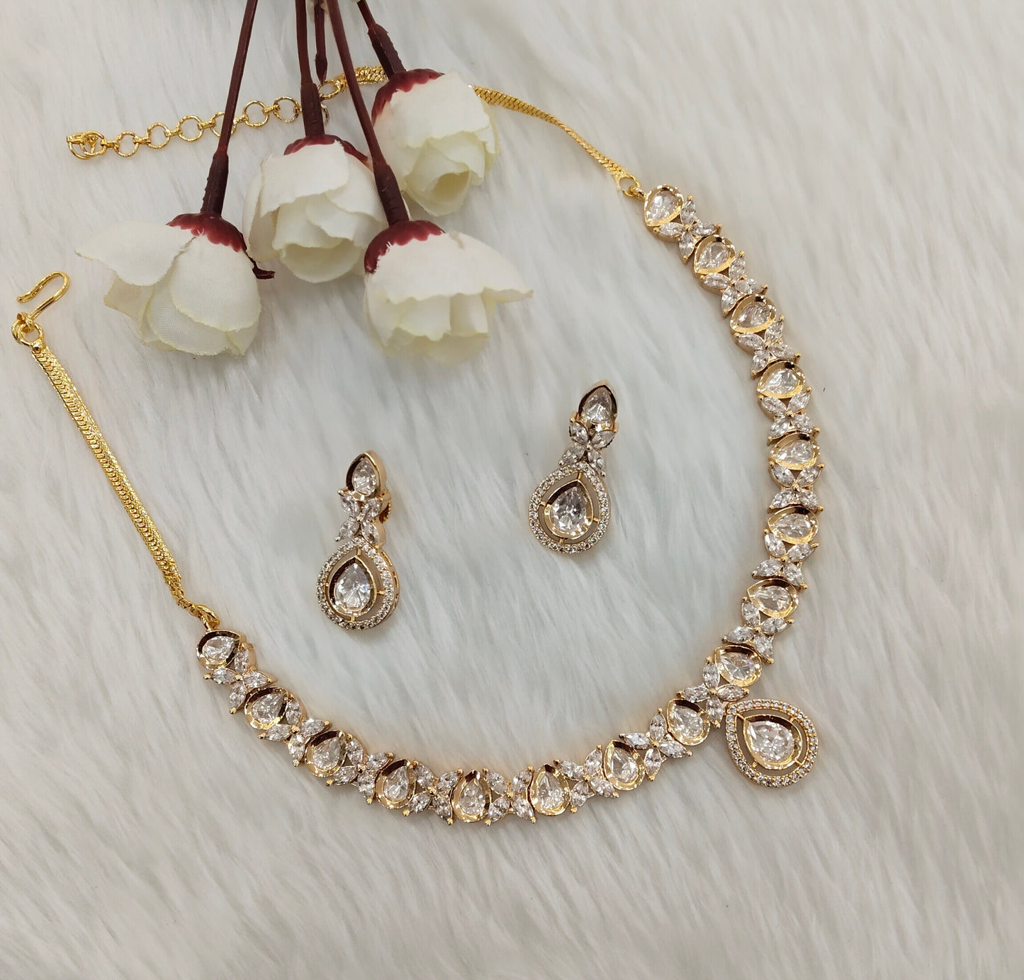 Gold Polki Necklace Jewellery Gurleen Set
