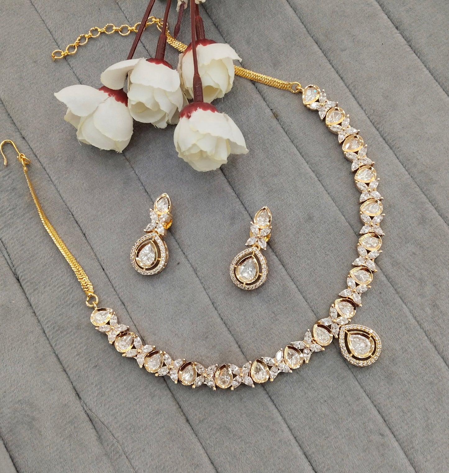 Gold Polki Necklace Jewellery Gurleen Set