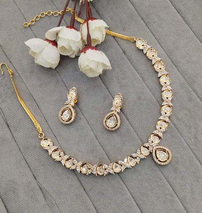 Gold Polki Necklace Jewellery Gurleen Set