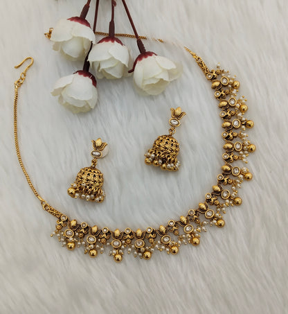 Gold Polki Necklace Jewellery Gurleen Set
