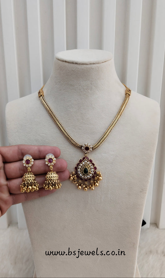 Ruby Green Gold Polki Necklace Jewellery Gurleen Set