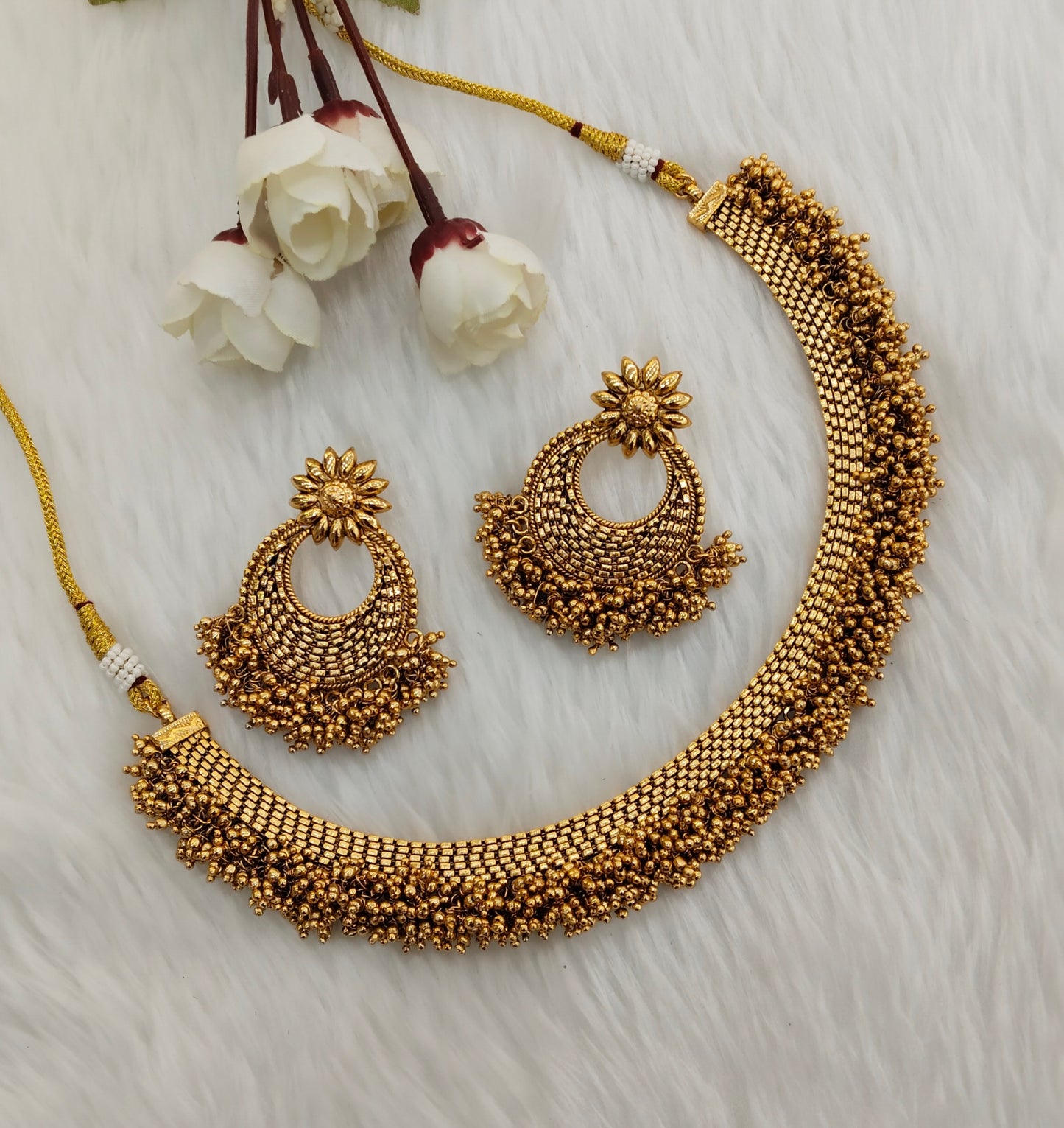 Gold Polki Necklace Jewellery Gurleen Set