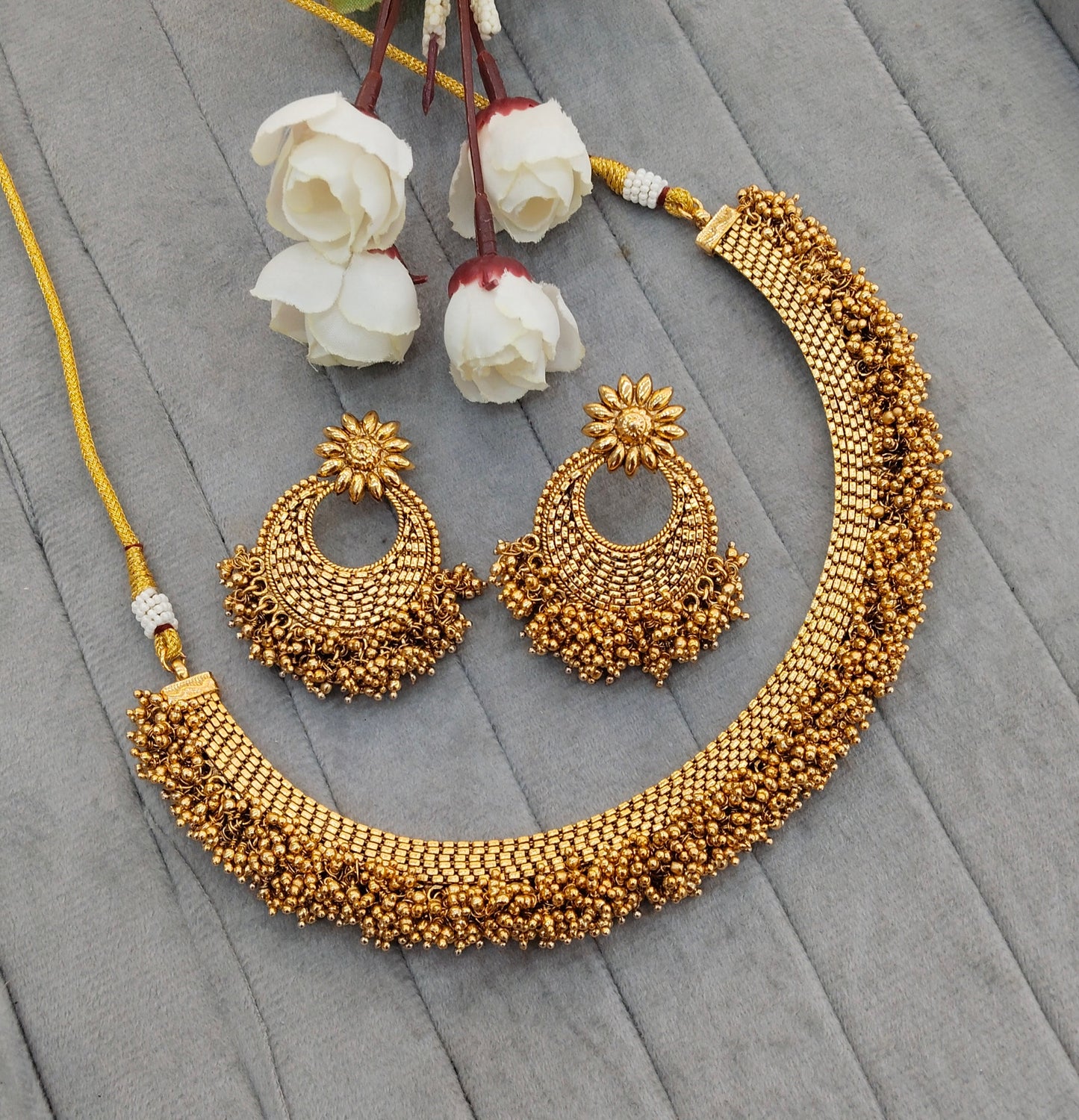Gold Polki Necklace Jewellery Gurleen Set