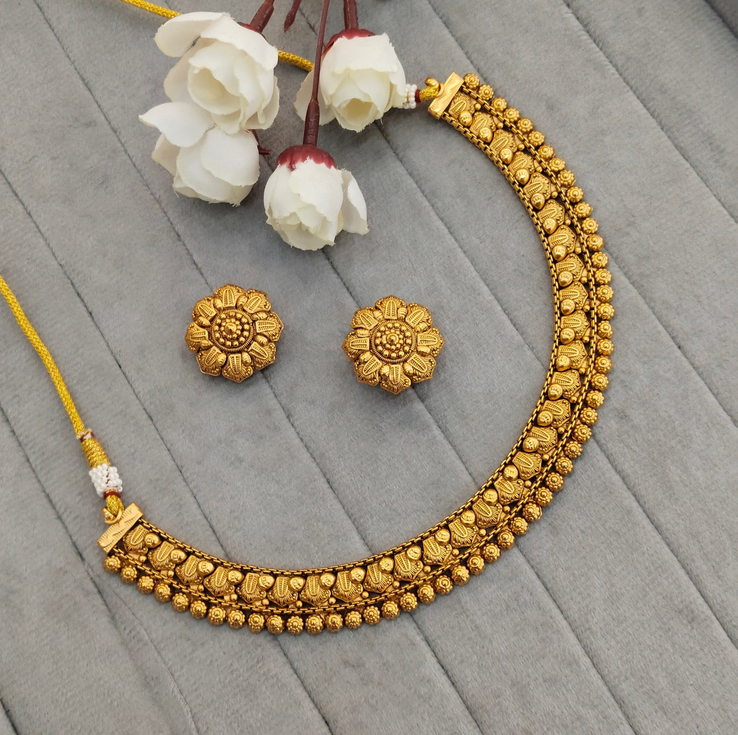 Gold Polki Necklace Jewellery Gurleen Set