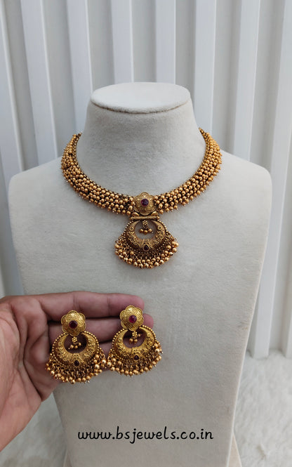 Ruby Gold Polki Necklace Jewellery Gurleen Set