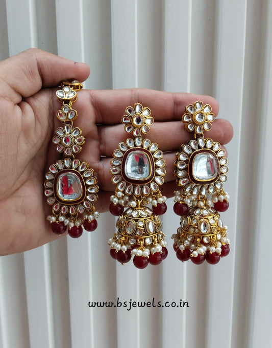 Ruby Gold Kundan Bollywood Rcb Earrings