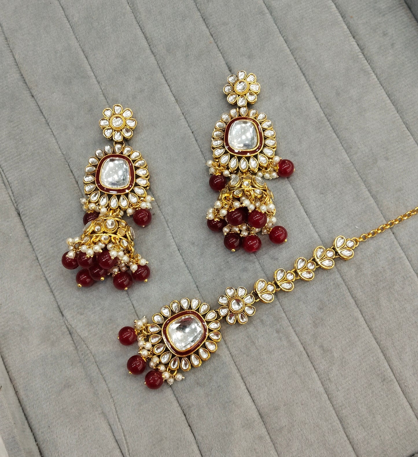 Ruby Gold Kundan Bollywood Rcb Earrings