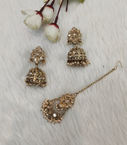 Antique Gold Bollywood Rcb Earrings