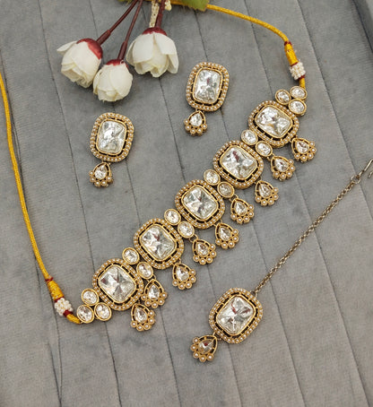 Antique Gold Kundan Choker Jewellery Lsg Set