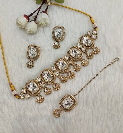 Antique Gold Kundan Choker Jewellery Lsg Set